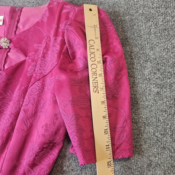 Vintage Jessica McClintock Gunne Sax Dress Jacquard 90s Magenta Crinoline 9/10 - Picture 11 of 15